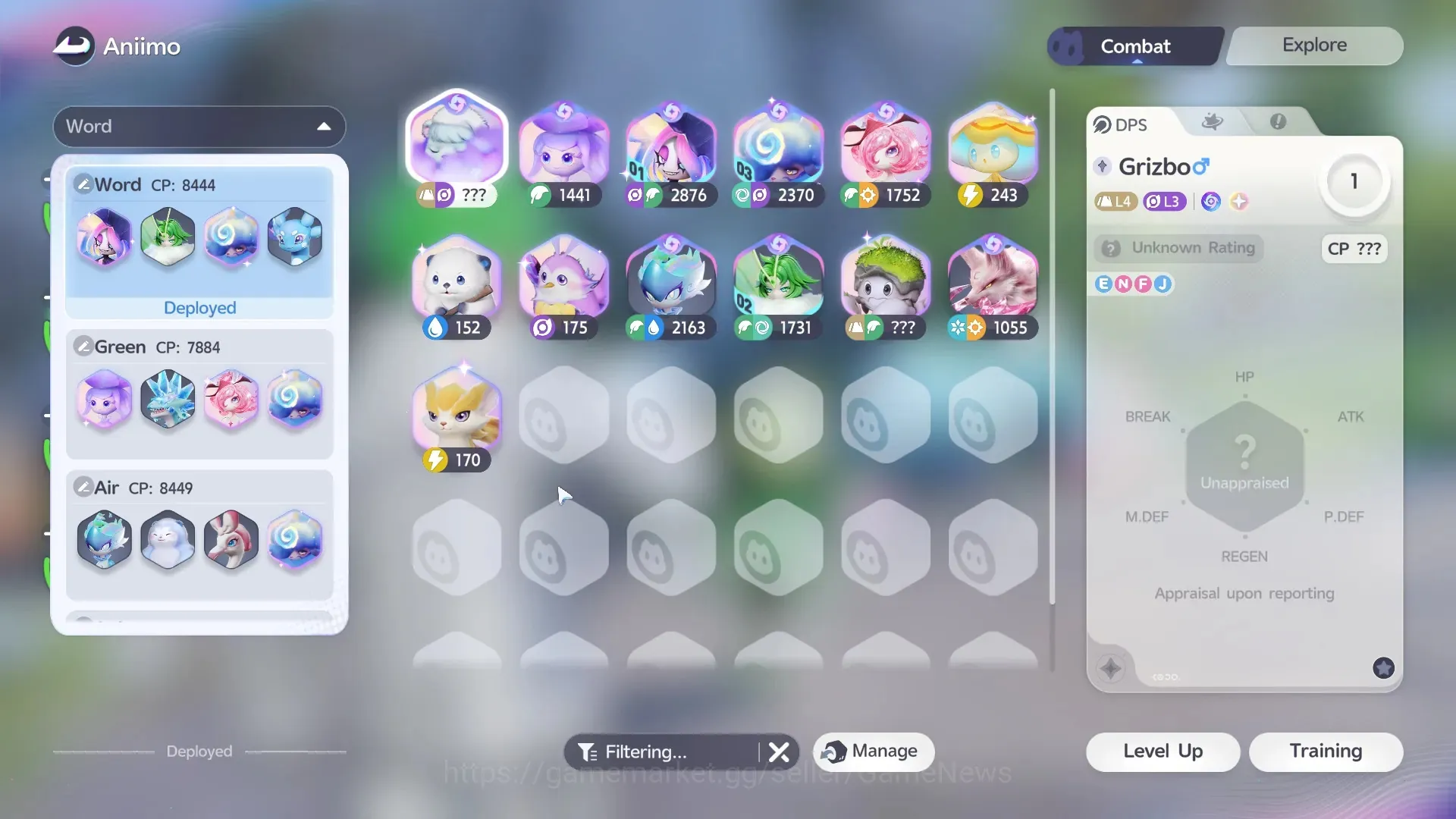 Aniimo Accounts Mid Game APAC|Lv 55|8 Prismn (Hexxin SP3,Turbo SP4,Irisal SP8,Grizbo SP6,Melloblum 1
