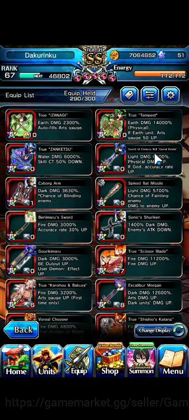 Grand Summoners Accounts Mid-Game Global|Rank 67|1 Sp Art|13 Ascend+3 TW|[Emiya,Chloe,Strak,Jakuzure]+TW,Roy,S Miyu,Etc|Lpot 12