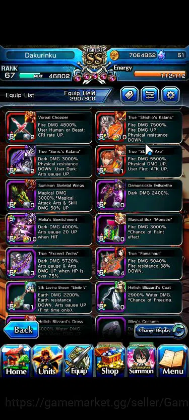 Grand Summoners Accounts Mid-Game Global|Rank 67|1 Sp Art|13 Ascend+3 TW|[Emiya,Chloe,Strak,Jakuzure]+TW,Roy,S Miyu,Etc|Lpot 13