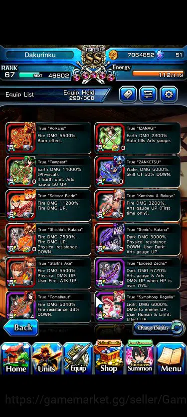 Grand Summoners Accounts Mid-Game Global|Rank 67|1 Sp Art|13 Ascend+3 TW|[Emiya,Chloe,Strak,Jakuzure]+TW,Roy,S Miyu,Etc|Lpot 7
