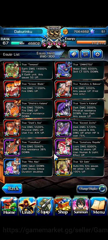 Grand Summoners Accounts Mid-Game Global|Rank 67|1 Sp Art|13 Ascend+3 TW|[Emiya,Chloe,Strak,Jakuzure]+TW,Roy,S Miyu,Etc|Lpot 8