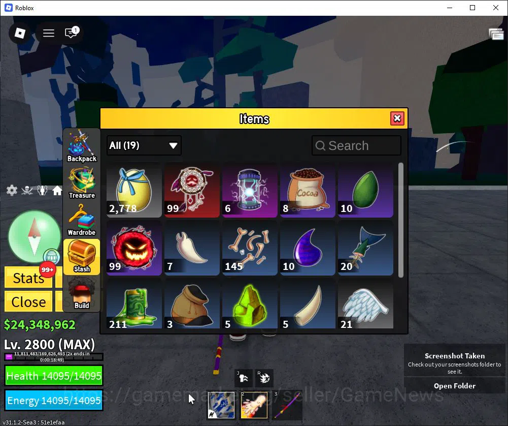 Roblox Accounts Blox Fruit |Lv Max + Dough,GodHuman|24M Beli 46K Frag|5 Legend Weap 1 Myth Fruit |Human V1|Unverif(RBL929) 6