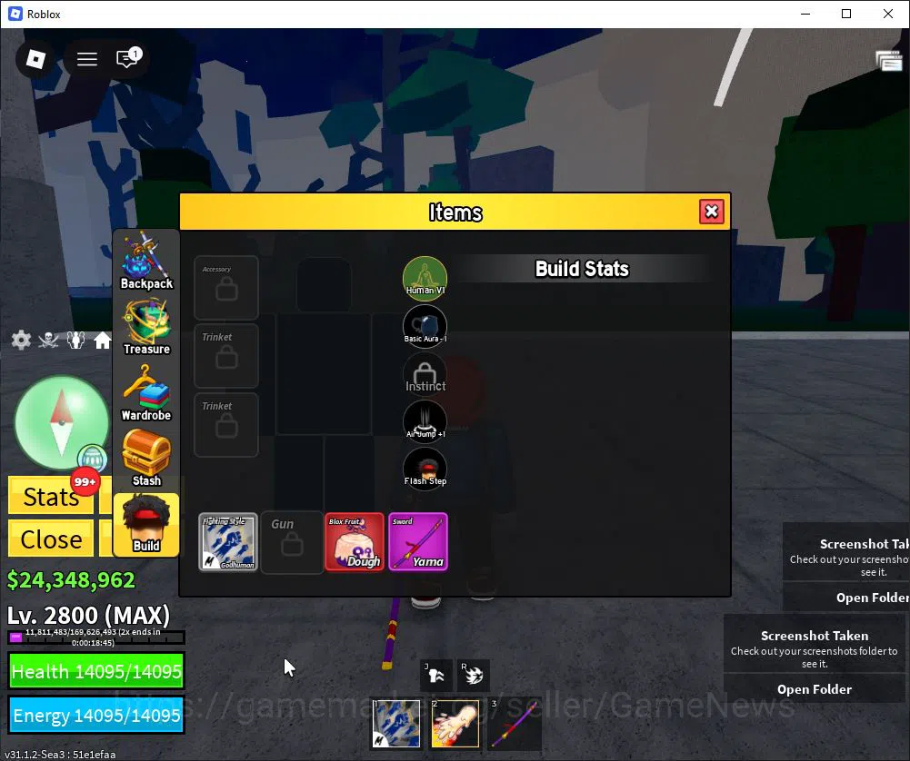 Roblox Accounts Blox Fruit |Lv Max + Dough,GodHuman|24M Beli 46K Frag|5 Legend Weap 1 Myth Fruit |Human V1|Unverif(RBL929) 8