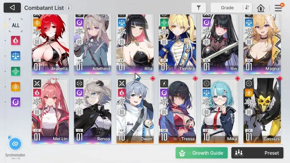 Chaos Zero Nightmare Accounts GLOBAL|Lv55|8 SSR(ArabellaM2,Adelheid,RitaM1,Tiphera,Rin,Magna,Mei Lin,Renoa) 1 Combatant +1 1