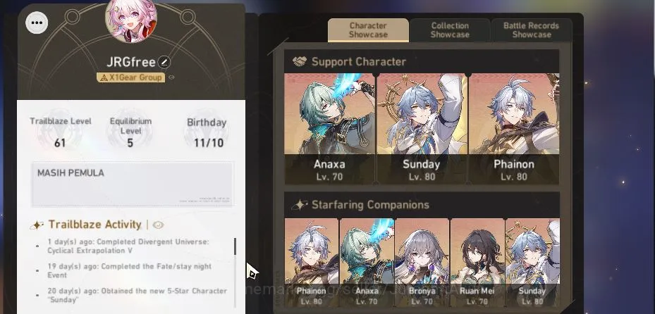 Honkai Star Rail Mid Game ASIA|TL61| 4 Limit [Phainon+Sign,Sunday,Anaxa,Ruan image 1