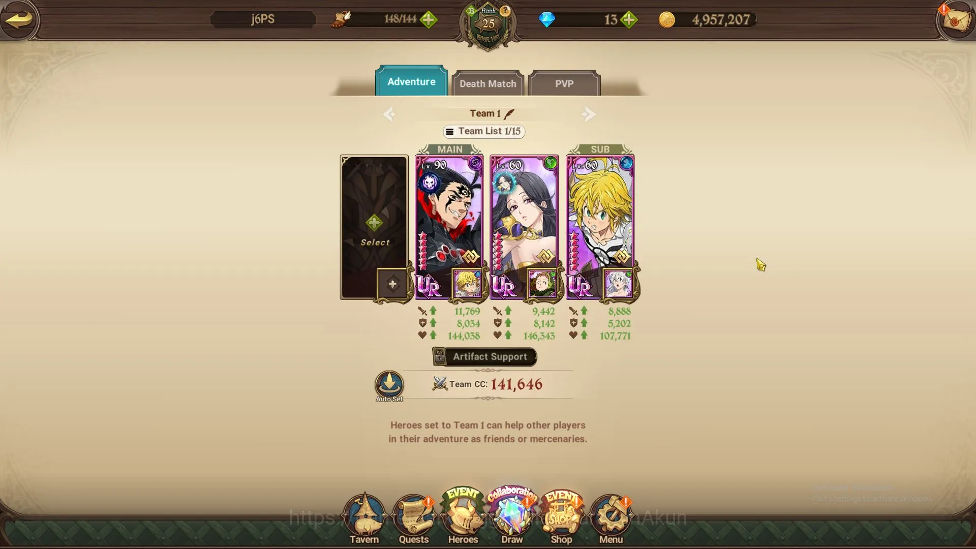 The Seven Deadly Sins: Grand Cross Accounts Midgame ASIA|1,8M CC, CH 6|6 UR+Blessing Collab (ODK2/6, Fate Skuld, DKM 8