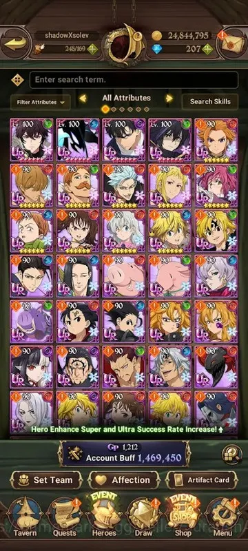 Asia |1.4M CC| 4UR, GG Teams, Full Collab Solev + Eminence + 207 Gems (ODK, Lancelot 2/6, KDiane, DKM)Code Only(SDS2082) The Seven Deadly Sins: Grand Cross Midgame Asia |1.4M CC| 4UR, GG Teams, Full Collab Solev + image 1