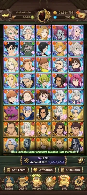 The Seven Deadly Sins: Grand Cross Accounts Midgame Asia |1.4M CC| 4UR, GG Teams, Full Collab Solev + Eminence + 207 Gems 3