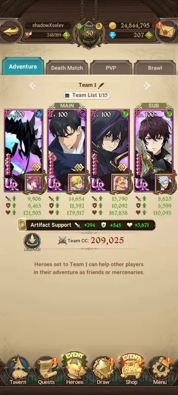 The Seven Deadly Sins: Grand Cross Accounts Midgame Asia |1.4M CC| 4UR, GG Teams, Full Collab Solev + Eminence + 207 Gems 6