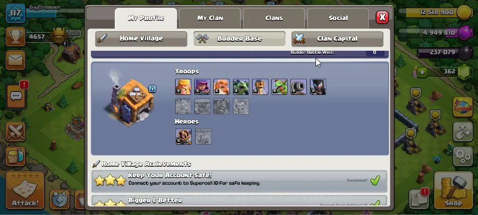 Clash of Clans Accounts TH 13 - BH 7 Lvl 117 |Thropy 4657| HH 7 |BK 50-AQ image 3