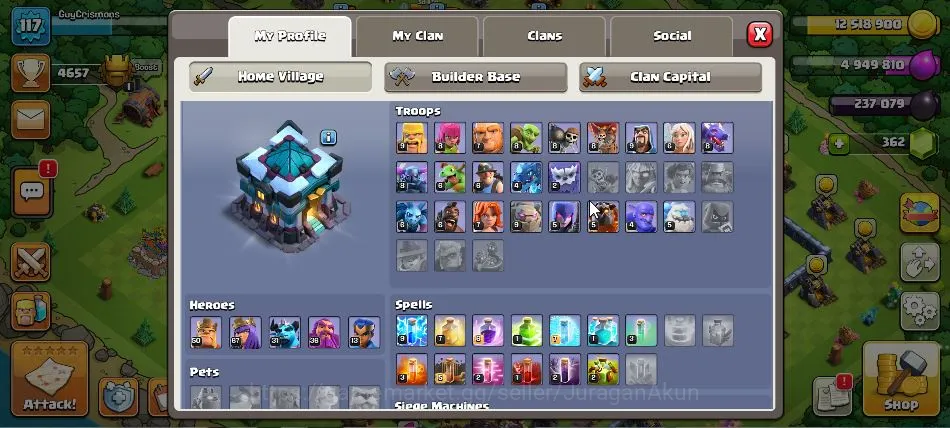 Clash of Clans Accounts TH 13 - BH 7 Lvl 117 |Thropy 4657| HH 7 |BK 50-AQ image 4