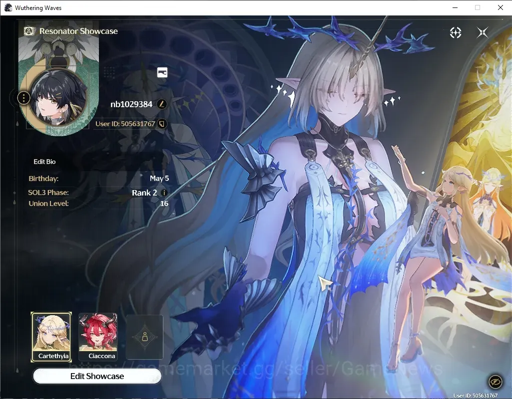 Wuthering Waves Accounts Starter NA|Starter|UL 16|2 Limited ( Cartethyia+Signature ) Ciaccona +1 STD Char (Verina)|DB lvl 1
