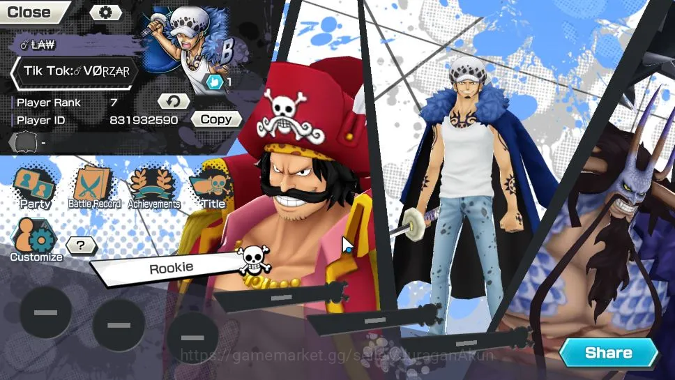 One Piece Bounty Rush Accounts Mid-Tier Global|5 META EX|Trafalgar Law,Gear Five Luffy,Kaido,Gol D Roger,Yamato|209 Rainbow 2