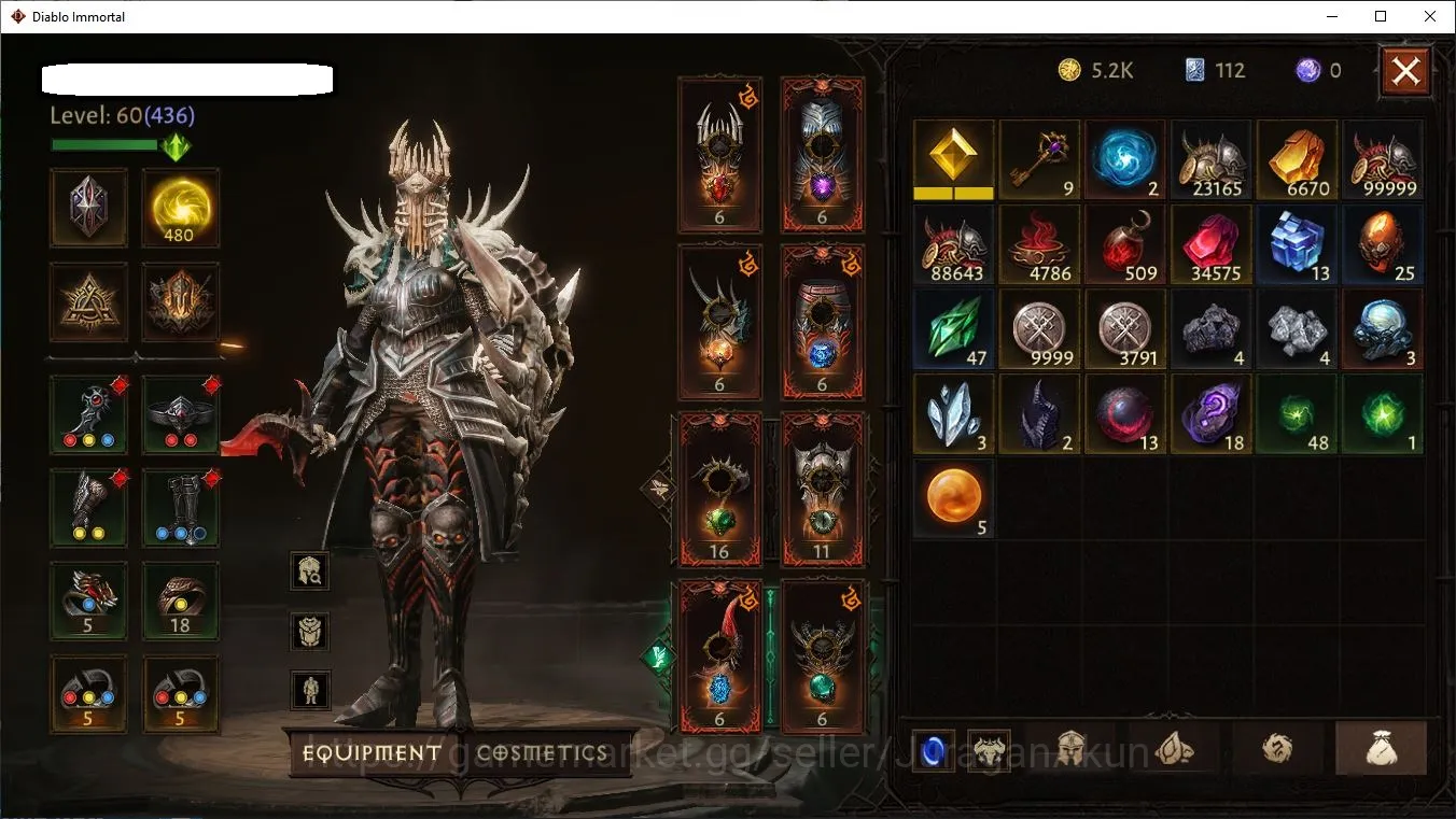 Diablo Immortal Accounts Mid-Tier EU:Sescheron|Lv60(436)Necromancer|26k CR|Reso 480|Hell 3|Paragon Slayer|Hell 3