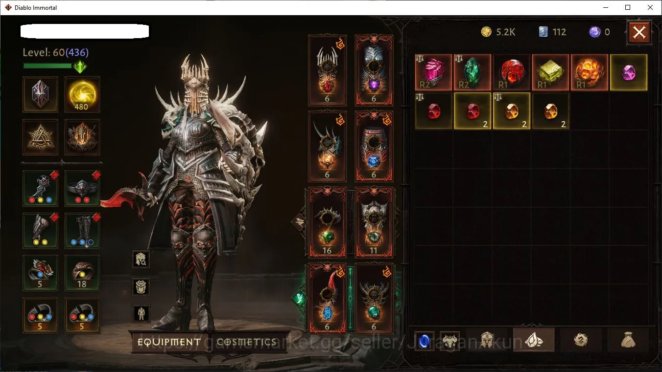 Diablo Immortal Accounts Mid-Tier EU:Sescheron|Lv60(436)Necromancer|26k CR|Reso 480|Hell 3|Paragon Slayer|Hell 4