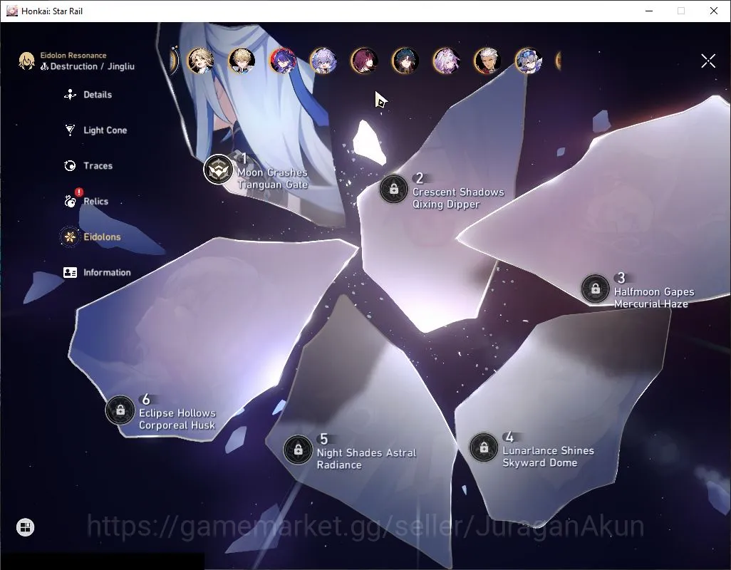 Honkai Star Rail Accounts Mid Game ASIA|TL70|12 Limited [(Jingliu E1,Kafka,Lingsha,Castoric)+Sign,Phainon 5