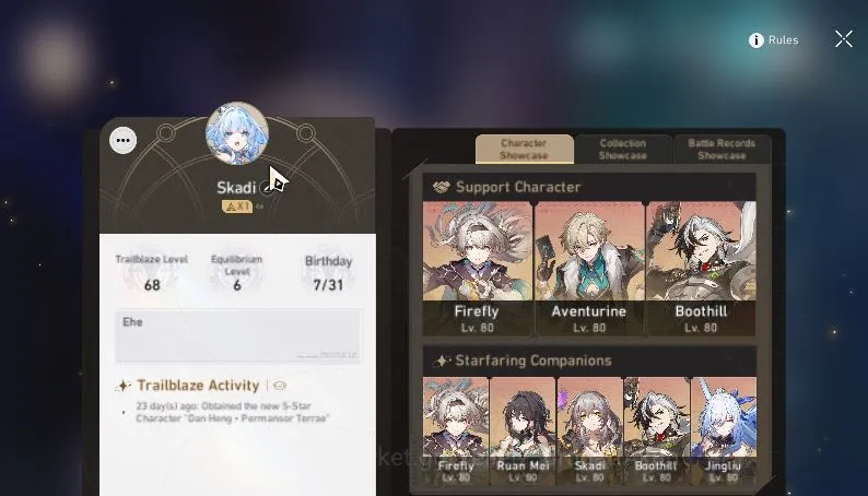 Honkai Star Rail Mid Game Asia|TL 68|10 Limited |[Jingliu,Boothill,Aven]+Sig image 1