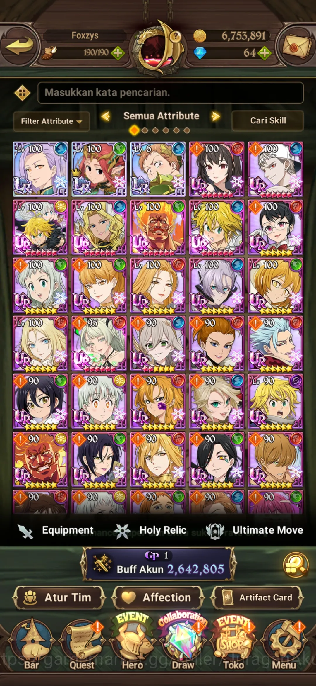 The Seven Deadly Sins: Grand Cross Accounts Asia |2.6M CC| 3LR + 8UR + Collab TOG + Shadow (Lu image 1