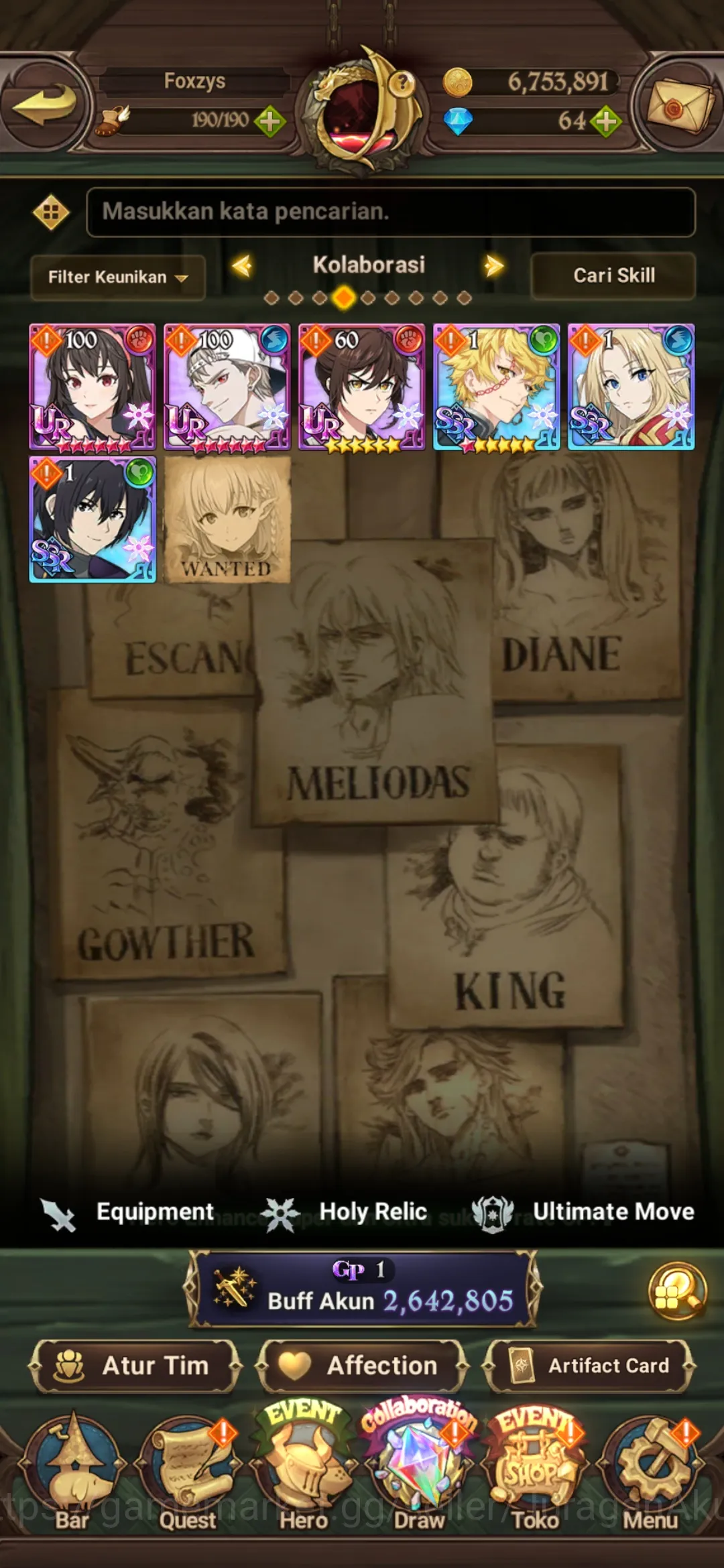 The Seven Deadly Sins: Grand Cross Accounts Asia |2.6M CC| 3LR + 8UR + Collab TOG + Shadow (Lu image 2