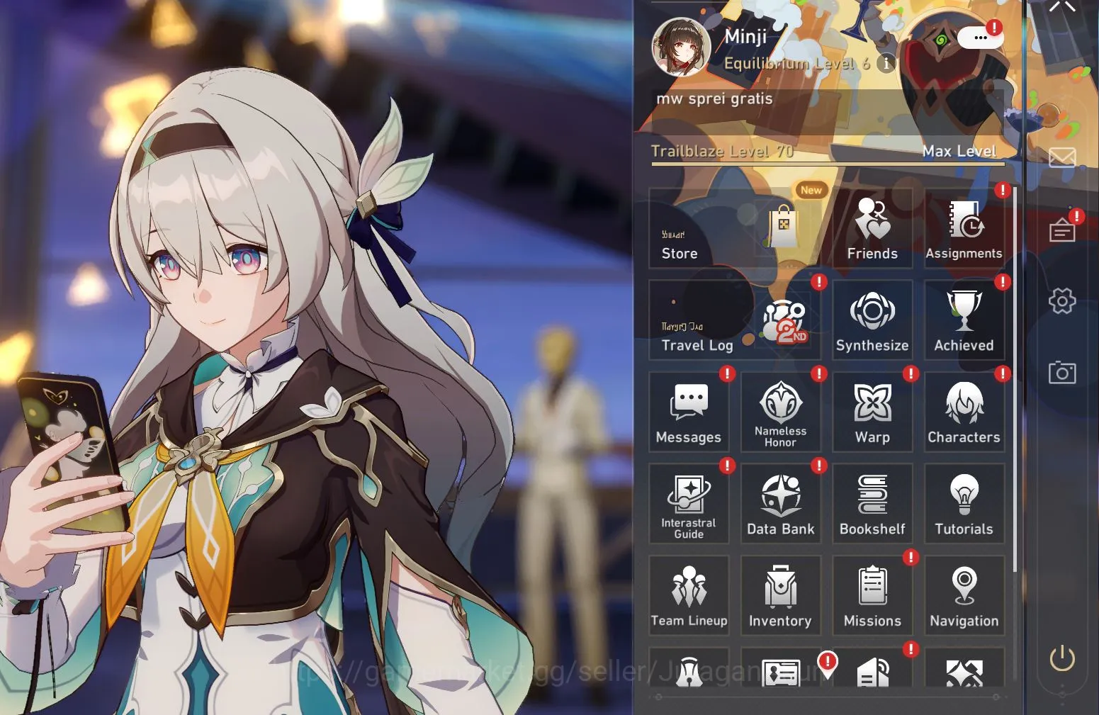 Honkai Star Rail Accounts Mid Game ASIA [TL70] 10 Limited (Firefly[E1]+Sign,Castorice,Lingsha,Robin,etc)(Amphoreus)|Take 5