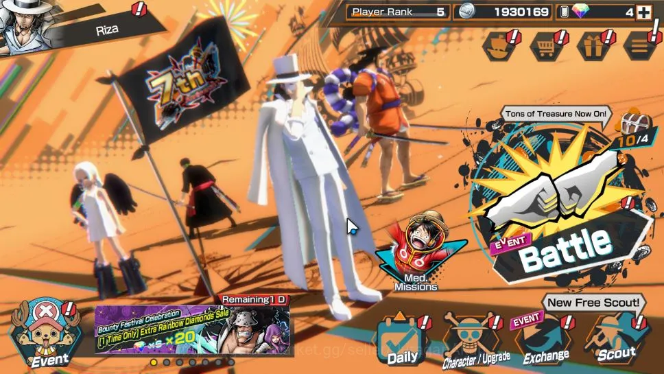 One Piece Bounty Rush Accounts Mid-Tier Global | 5 META EX | Olin The Oiran, Roronoa Zoro, S-Snake, Kozuki Oden, Rob Lucci