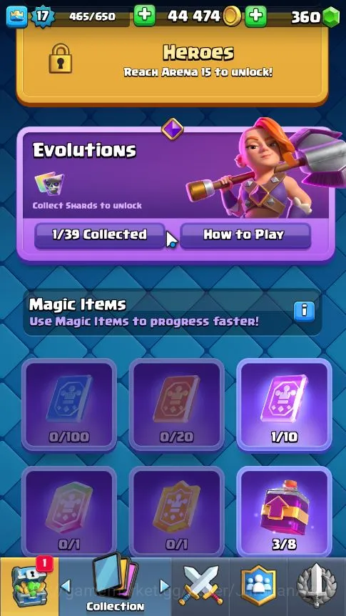Clash Royale Accounts Starter Lvl 17|Starter|Trophy 1553|Limited Skin|KTL 7|Card 35|1 EVO,2 Epic,15 Rare,14 Common|Gems 2