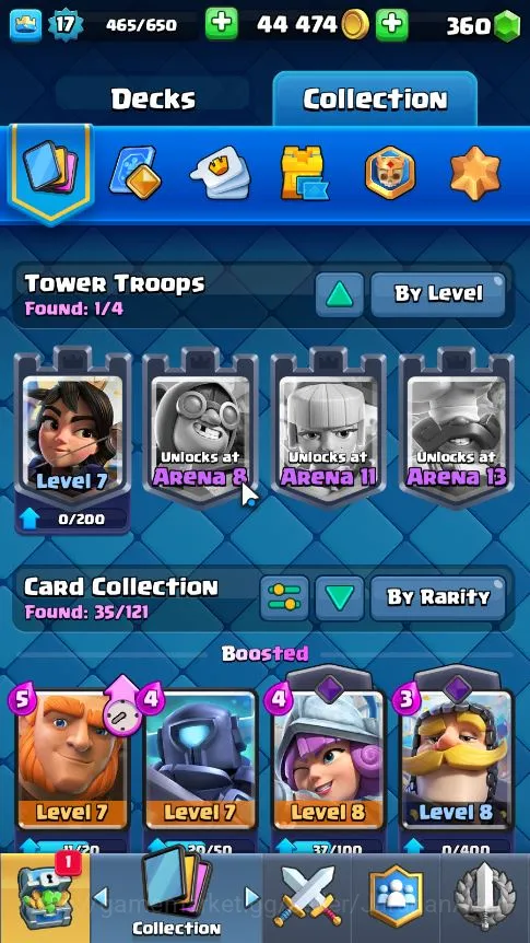 Clash Royale Accounts Starter Lvl 17|Starter|Trophy 1553|Limited Skin|KTL 7|Card 35|1 EVO,2 Epic,15 Rare,14 Common|Gems 3