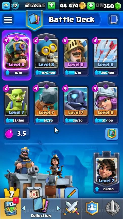 Clash Royale Accounts Starter Lvl 17|Starter|Trophy 1553|Limited Skin|KTL 7|Card 35|1 EVO,2 Epic,15 Rare,14 Common|Gems 5