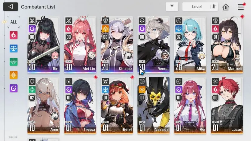 Chaos Zero Nightmare Accounts GLOBAL Lv24|4 SSR(Rin Meilin Khalipe Renoa) 9SR(CassiusM1,TressaM2,MaribellM1,etc) 7SR 4
