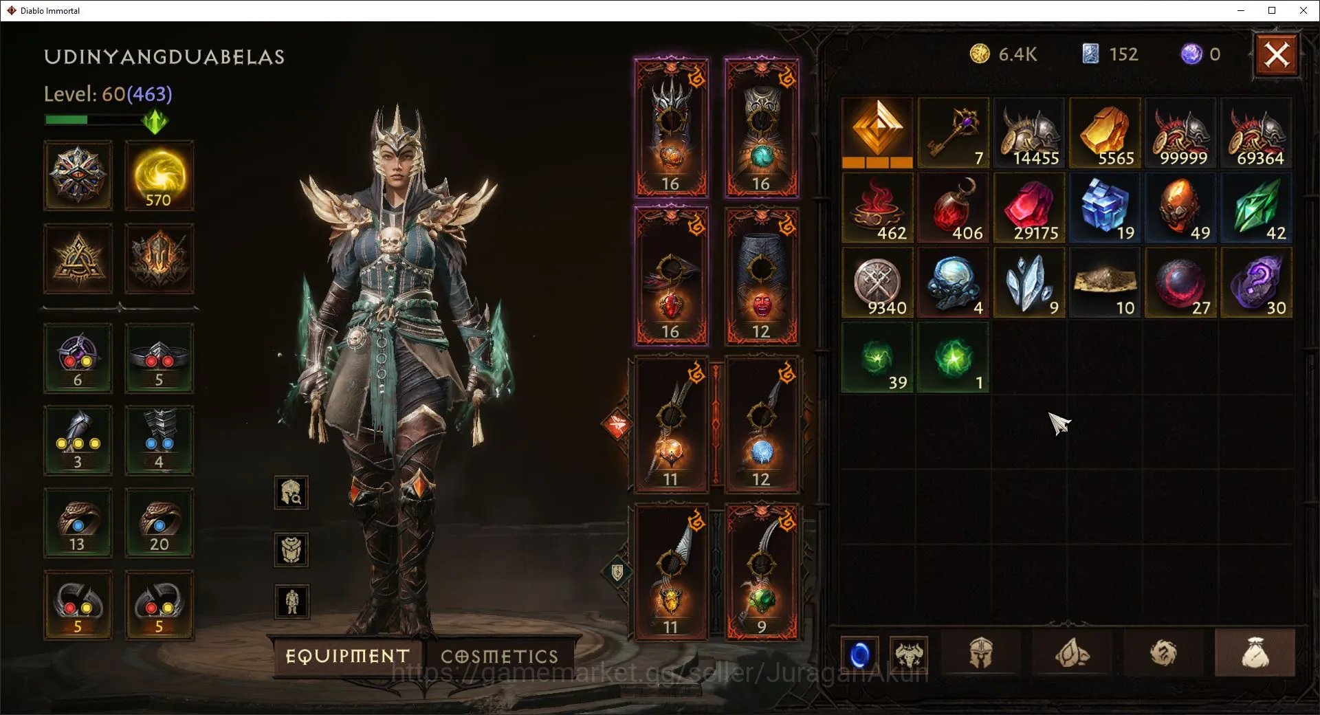 Diablo Immortal Accounts Mid-Tier SEA - anu | can move server | Lv 60(463) Tempest 26K CR | Reso 570 | Hell 3 Paragon | 2 4