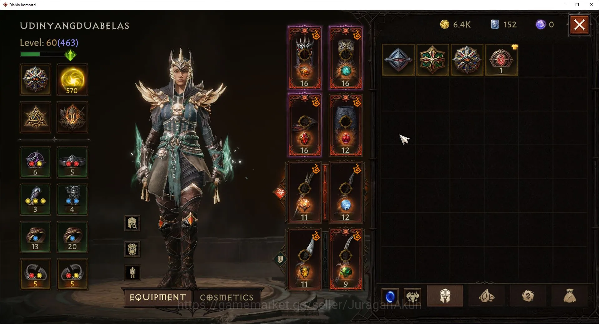 Diablo Immortal Accounts Mid-Tier SEA - anu | can move server | Lv 60(463) Tempest 26K CR | Reso 570 | Hell 3 Paragon | 2 6