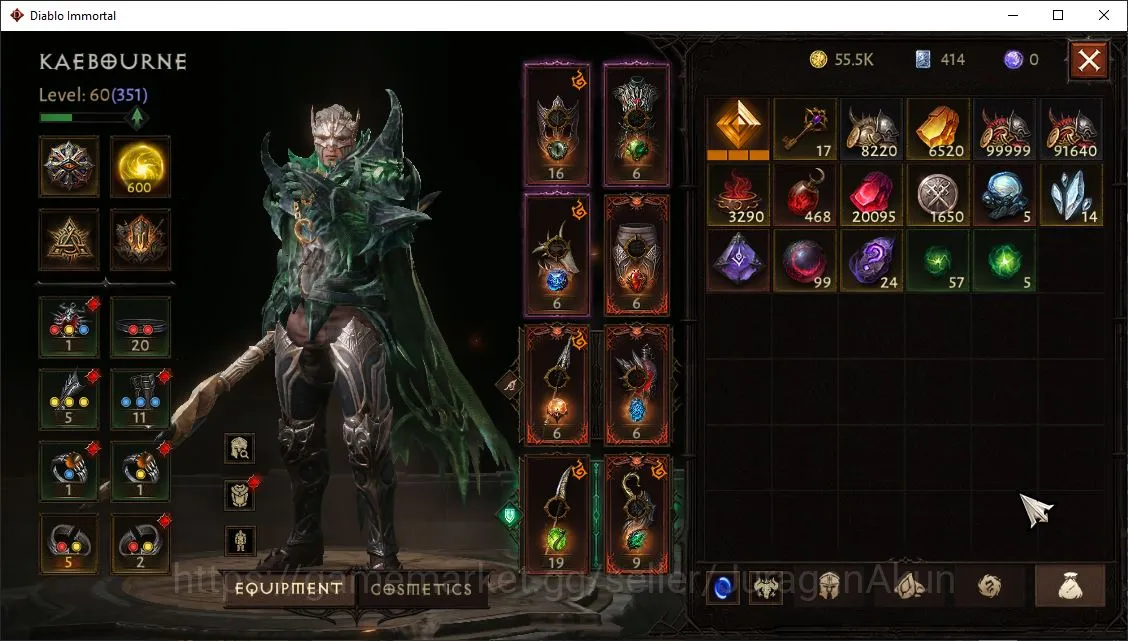 Diablo Immortal Accounts Mid-Tier SEA-agronix|Lv60(351)Blood Knight|28K CR|Reso 600|Hell III|Paragon Harbinger|Hell Lv 2