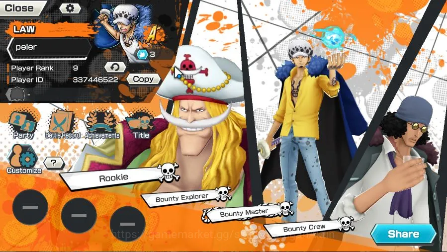 One Piece Bounty Rush Accounts Global|3 META EX|Battle Monster Oni Kid&Law, Black image 2