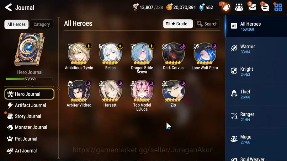 Epic Seven Accounts Mid-Tier ASIA Unverif|9 ML(A Tywin,Belian,DB Senya,LW Peira,A Vildred,Har setti,Etc)|BlessON|13K 5