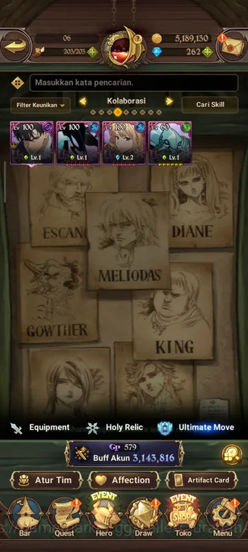 The Seven Deadly Sins: Grand Cross Accounts Midgame Asia |3,1M CC| 2LR + 4UR + Full Collab Solev + OVL + 262 Gems 4