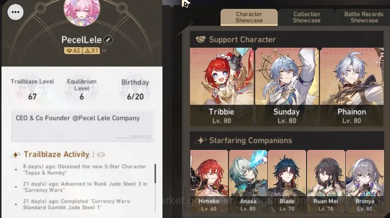 Honkai Star Rail Accounts Mid Game ASIA|TL 67|1K SJ|10 Limited|[Phainon E1,Archer]+Sign,Cyrene,Hyacine,B3,Anaxa,Etc|MC 2