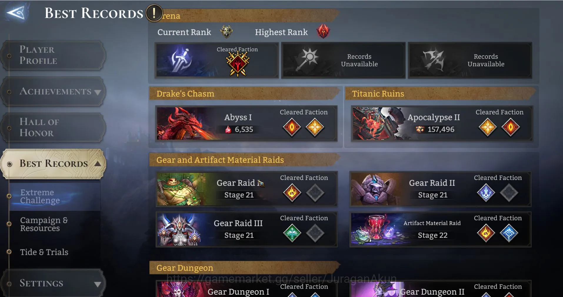 Watcher of Realms Accounts End-Game Sv 500xx|7.2M PP+16k Gems|11 Lord (IngridA3,Iovar,SolcadensA2, etc)+78 Legend 8