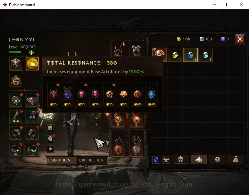 Diablo Immortal Accounts High-End SA - Malah|Lv60 (600) Demon Hunter|35K CR|Reso 300|Inferno II|Paragon Vanquisher|1 2