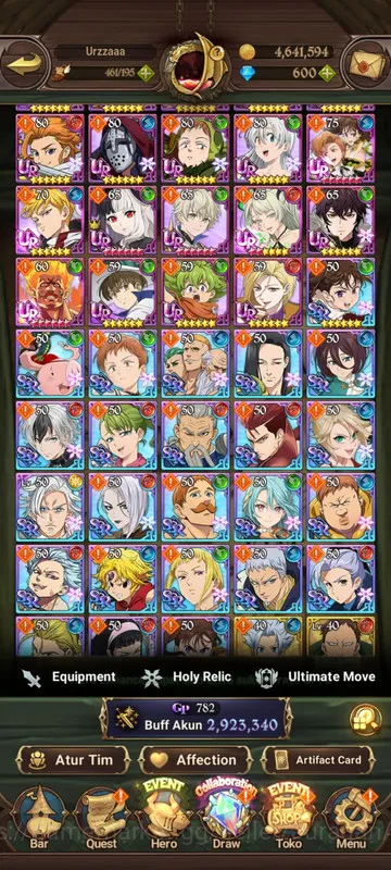 The Seven Deadly Sins: Grand Cross Accounts Midgame Asia |2.9M CC| 1LR + 4UR + Full Collab Solev + 600 Gems (Elizabeth 2