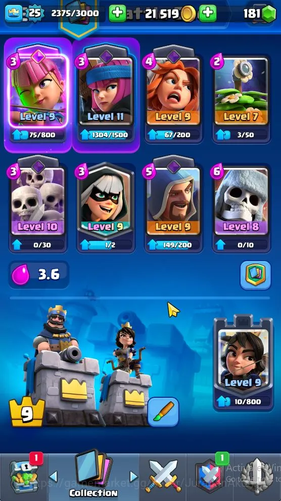 Clash Royale Accounts Midgame Lvl 25|Trophy 4865|KTL 9|Limited Skin|Card 85|3 EVO,4 Legend,25 Epic,28 Rare,28 3
