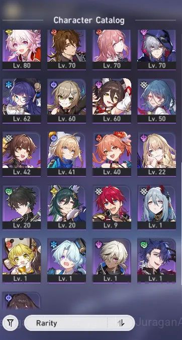 Honkai Star Rail Accounts Mid Game ASIA [TL70] 12 Limited (TheHerta+Sign,Sunday+Sign,FireFly+Sign,3B,Castorice,Lingsha 7
