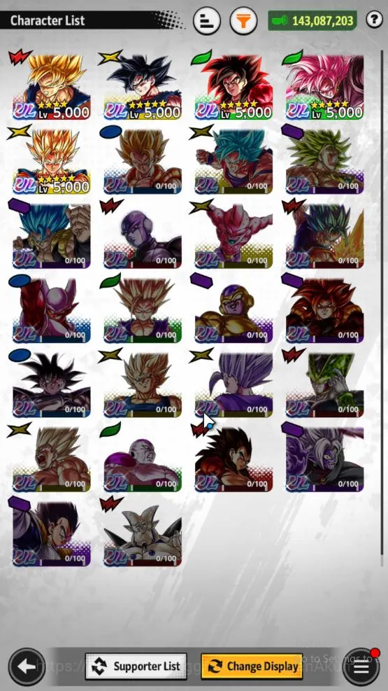 Dragon Ball Legends Accounts Starter 143M TotalPower|LV160|5 UL+ 11 LL|Super Full Power Saiyan 4 Goku,Ultra Instinct Sign 3