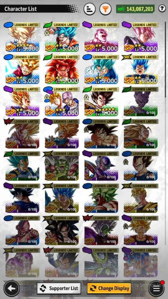Dragon Ball Legends Accounts Starter 143M TotalPower|LV160|5 UL+ 11 LL|Super Full Power Saiyan 4 Goku,Ultra Instinct Sign 4