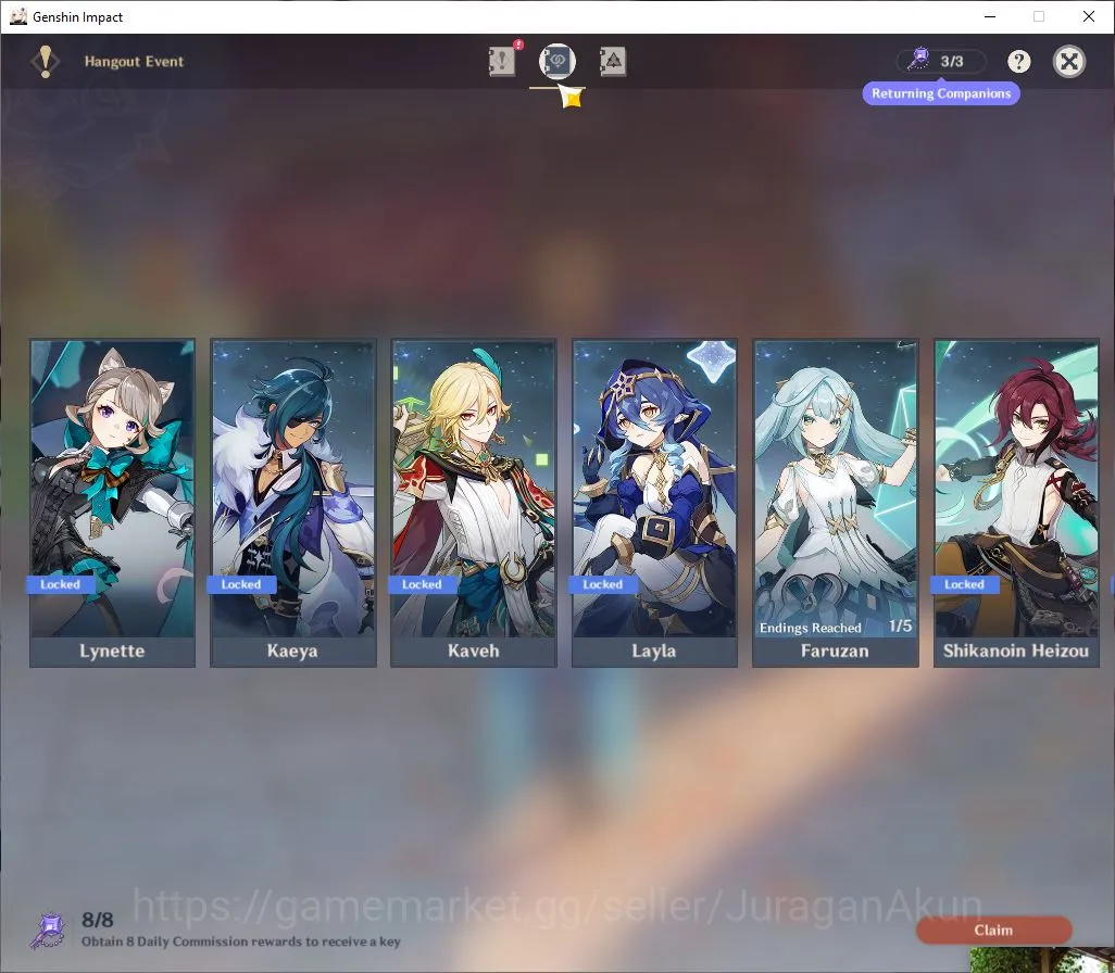Genshin Impact Accounts Mid Game ASIA|AR 56|6 Limited +9[5* Weapon]|Neuvill 12