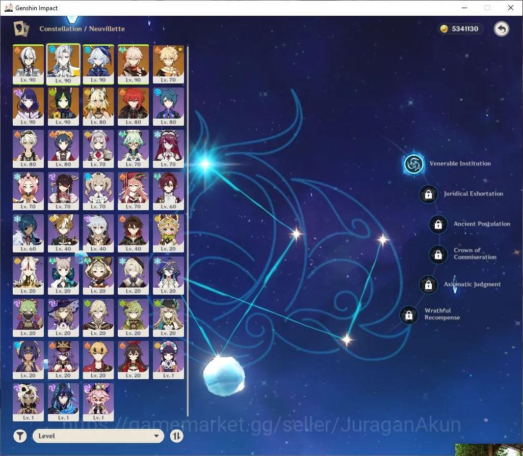 Genshin Impact Accounts Mid Game ASIA|AR 56|6 Limited +9[5* Weapon]|Neuvill 15