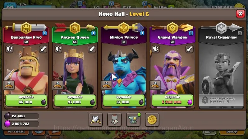 Clash of Clans Accounts Starter TH 12 - BH 6|LV 98|Limited Skin Hero|HH 6|BK 50,AQ 55,GW 22,MP 31,RC 0|Gems 4203|CN 5