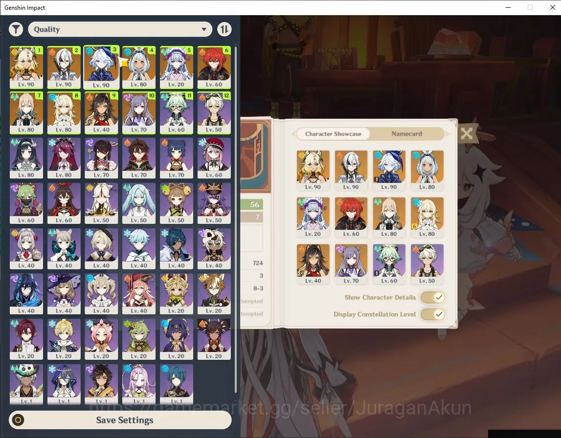 Genshin Impact Mid Game ASIA|AR 56|4 Limited + 2 [5 Star Weapon]|[Furina C image 1