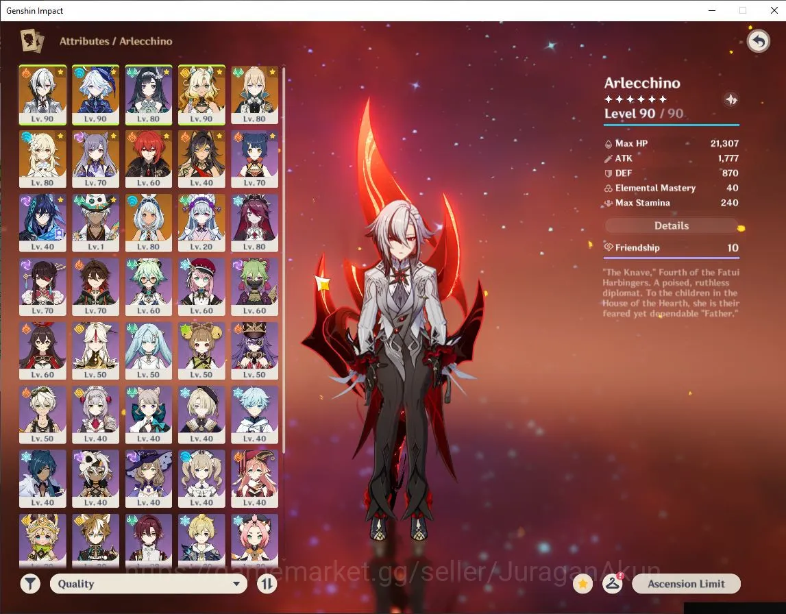 Genshin Impact Accounts Mid Game ASIA|AR 56|4 Limited + 2 [5 Star Weapon]|[Furina C1+Sign,Arlecchino,Xilonen,Mualani]|MC 2