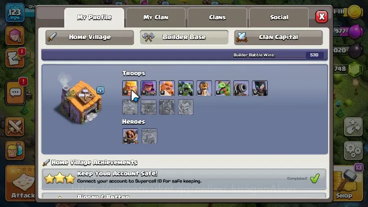 Clash of Clans Accounts Mid-Tier TH 12-BH 6|LV 114|Archer 8|HH 6|BK 42,AQ 54,GW 29,MP 34,RC 0|Gems 748|CN OFF|Protect 2