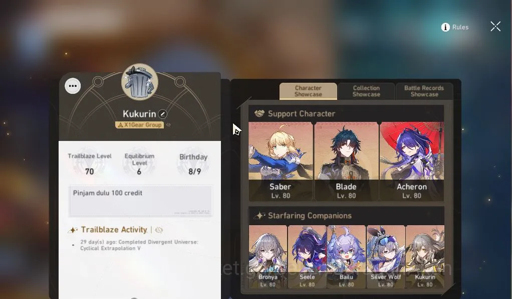 Honkai Star Rail Mid Game ASIA|TL70|13 Limited [(Saber,Firefly,Jingliu,Acher image 1